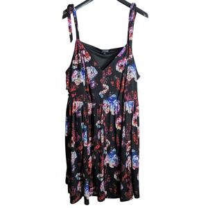 Torrid Size 5 Floral Watercolor Tie Strap Babydoll Empire Waist Midi Dress